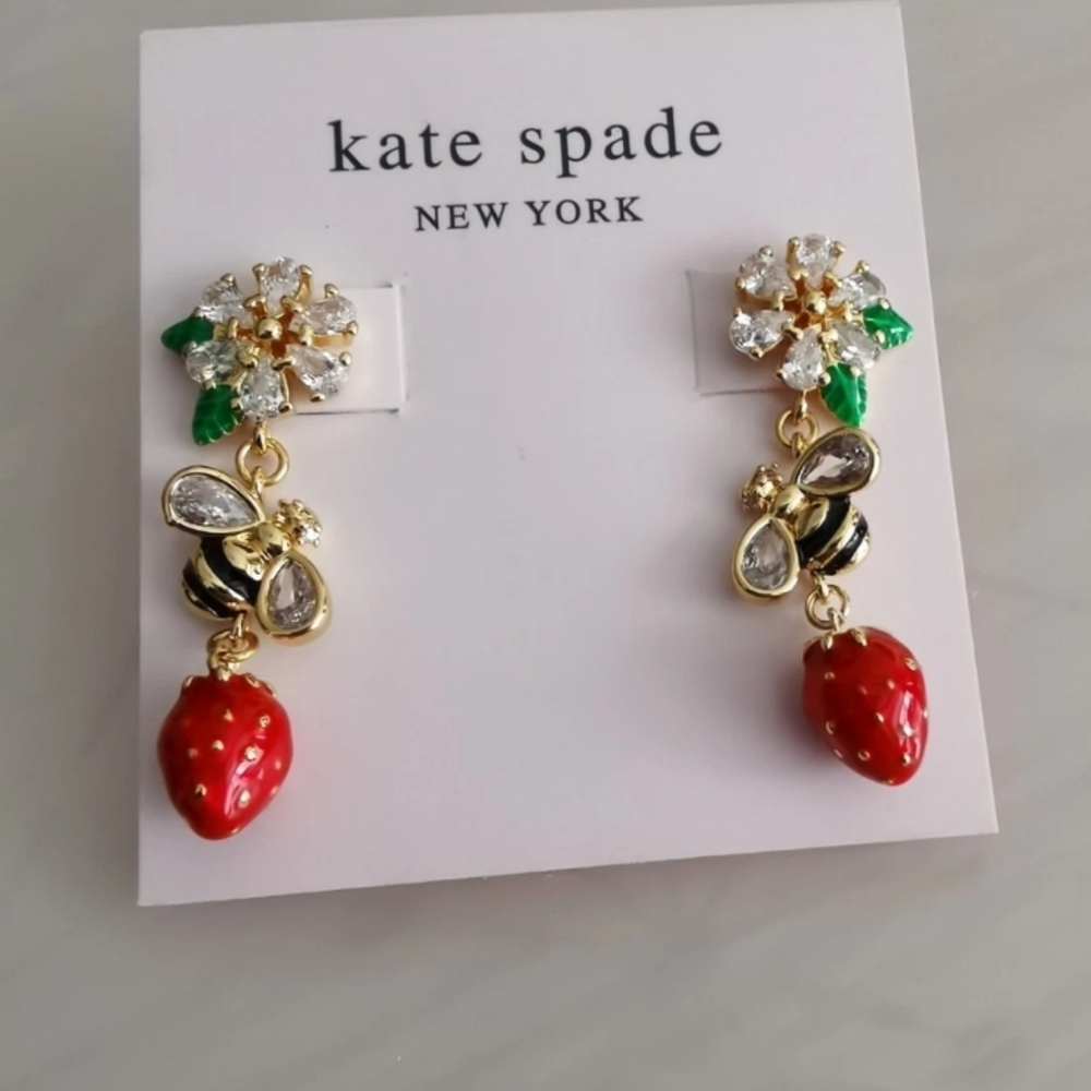 Kate Spade Red Strawberry and Bee Earrings